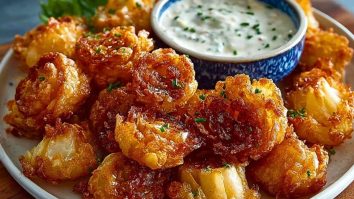 Bite-Sized Blooming Onions with Buttermilk Ranch Dip